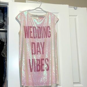 Hayley Paige sequin Wedding Day Vibes shift dress